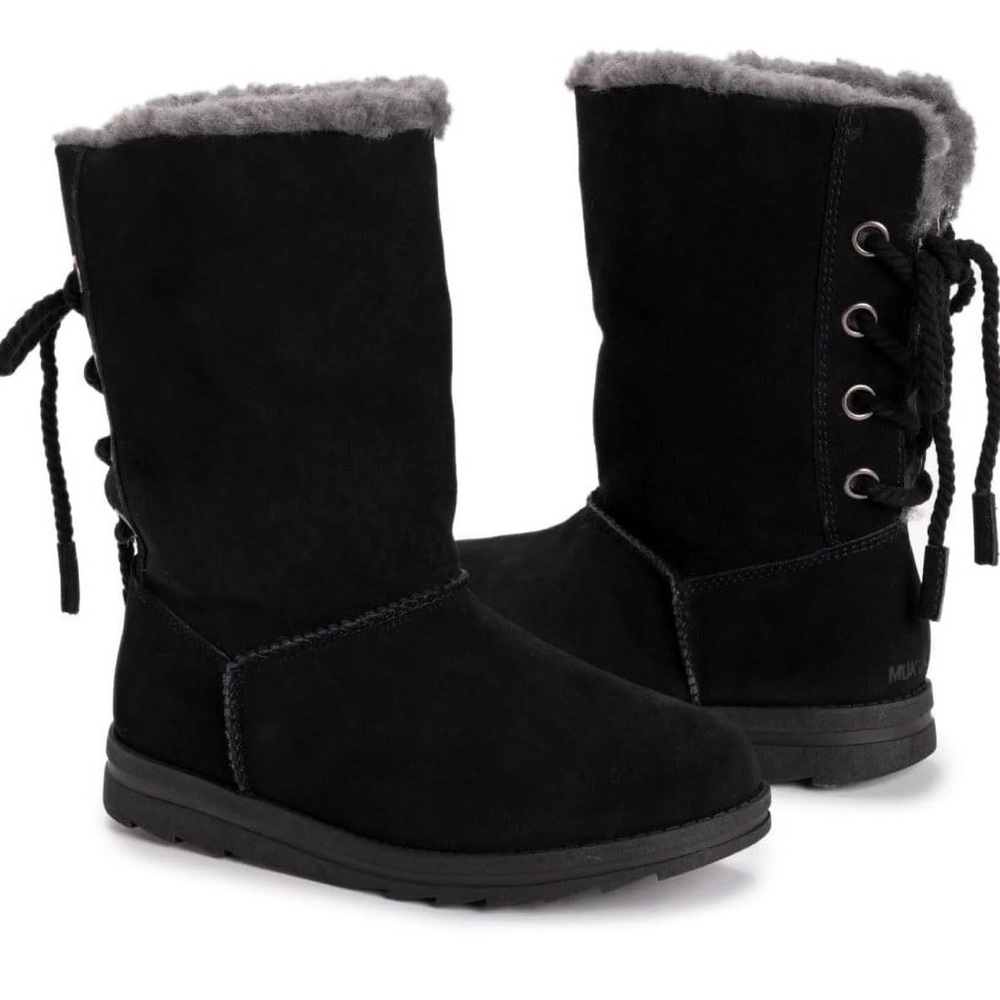 Muk Luks Black Suede Women's Boots